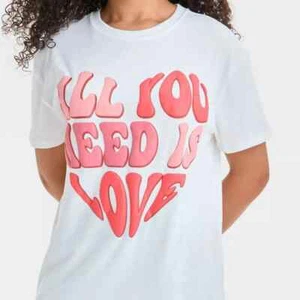 The Beatles Girls All You Need Is Love Oversized Graphic T-Shirt Size S - Picture 1 of 3