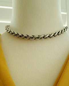 Authentic David Yurman Solid 14K Gold Clasp SS Wheat Chain Necklace 8mm W 16" L - Picture 1 of 11