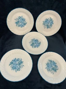 5 Corelle Blue Velvet Roses Salad/Dessert Plates 7" Lot preowned EUC Corning - Picture 1 of 4