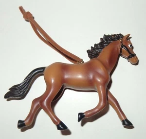 INUSUAL ANTIGUO PLÁSTICO CORRER MARRÓN CABALLO ADORNO GAMUZA CORREA CUERDA - Imagen 1 de 4