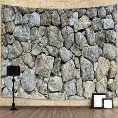 Stone Brick Farm Extra Large Tapestry Wall Hanging Vintage Fun Photo Background - Image 1 of 4