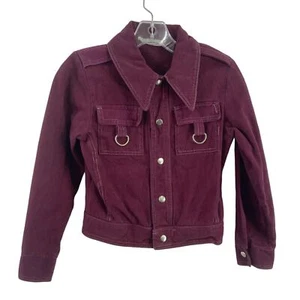 Towncraft JCPennys Vintage 70s Maroon Dagger Collar Biker Jacket Boys Girls S - Picture 1 of 4
