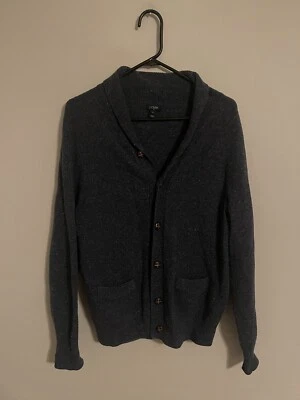 J.Crew Lambs Wool Navy Blue Donegal Cardigan Sweater Shawl 05340 - Men's Medium - Image 1 of 4