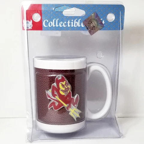 ASU Sun Devils Sparky Mug Football Design Steel Decal Collectors Gift Coffee Cup Cover