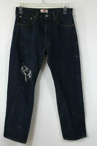 Men's Levis 501 XX Distressed Destroyed Straight Leg Button Fly Blue Jeans 32x32 - Picture 1 of 10