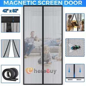 UPGRADE Magnetic Screen Door Hands-Free Durable Fiberglass Mosquito Mesh Curtain - Picture 1 of 12