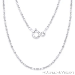 Collar de cadena italiana de plata esterlina 0,925 enchapado en rodio con cuentas y barras de 1,5 mm - Imagen 1 de 2