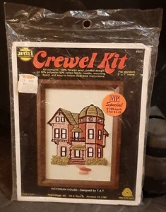 Vintage NMI Crewel Kit #921 "Victorian House" fits 5x7 frame, sealed kit - Picture 1 of 2