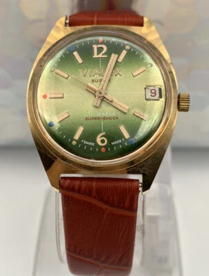 De colección Nuevo Antiguo Stock VIALUX Super-Shock Fecha Alarma Todo Suizo Para Hombres  Foto 1 de 4
