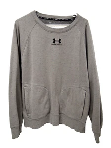 Under Armour Mens Pullover Sweatshirt L Grey Loose Pockets Athletic Speckled - Picture 1 of 6