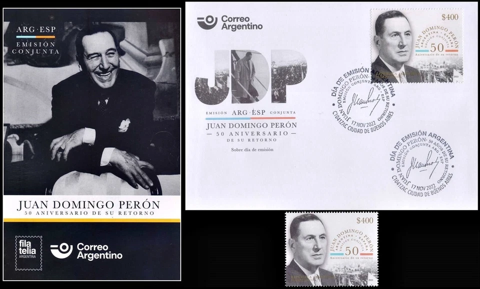 J.D.PERON-2020-ARGENTINA-ESPAÑA JOINT ISSUE-1 VALUE MNH+FDC +VOUCHER - Image 1 of 1