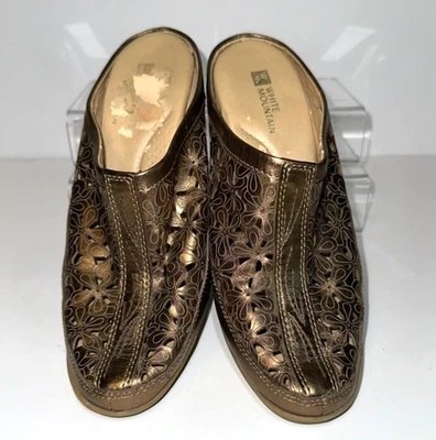 Zapato de cuña White Mountain cuero bronce metálico 3" talla 7.5M 223-W11078M Foto 1 de 4