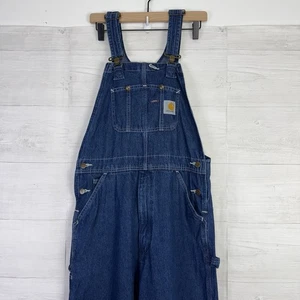 Carhartt Dungarees Men’s 32x32 Blue Overalls Carpenter Bib Denim Workwear R07DST - Picture 1 of 13