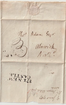 1787 1-й ТИП NEWCASTLE ON TYNE PMK ПИСЬМО R HOPPER WILLIAMSON ТОМАС АДАМ - Изображение 1 из 3