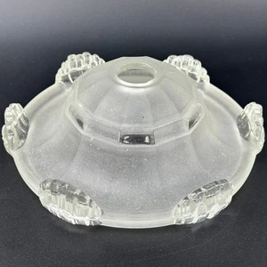 Antique French Art Deco Heavy Opaque Clear & Frosted Glass Icicle Light Shade - Picture 1 of 18
