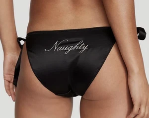Victoria's Secret Höschen mit Seitenbindung freches seidiges Höschen mit Seitenbindung - neu mit Etikett - schwarz - Medium - Bild 1 von 4