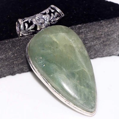 Enorme colgante de aguamarina enchapado en plata 925 hecho a mano joyería tamaño 2" GW Foto 1 de 3