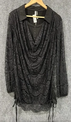 Monoreno Ladies Long Black Lace Blouse Top Size M Whimsigoth Gothic Party - Image 1 of 4