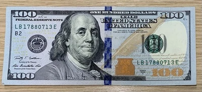2009 A $100 Dollar Bill HISTORICALLY SIGNIFICANT DATE Serial # LB17880713E - Image 1 of 2