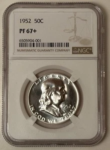 1952 PROOF FRANKLIN HALF DOLLAR 50C, NGC PF67+ - Picture 1 of 4