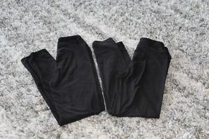 Lot Of 2 Girls Unbranded Buttery Soft Leggings Size L/XL Solid Black Inseam 21" - Picture 1 of 4