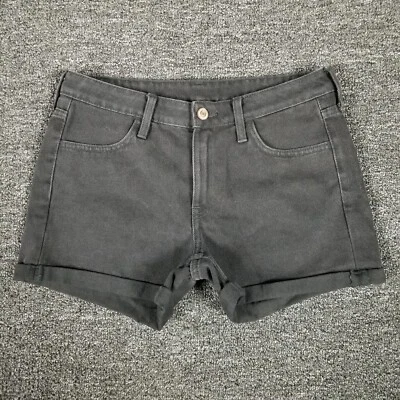 H&M Jean Shorts Womens 4 Black Stretch Casual Cuffed Mid Rise Denim 29x3 - Image 1 of 4