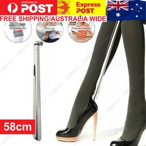 58cm Long Handle Shoehorn Stainless Steel Shoe Horn Lifter Tool DF - Picture 1 of 12