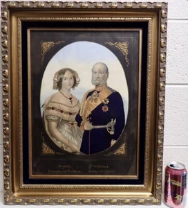 A. Felgner Rare Antique Print Queen Augusta & Kaiser Wilhelm I Custom Wood Frame - Picture 1 of 12