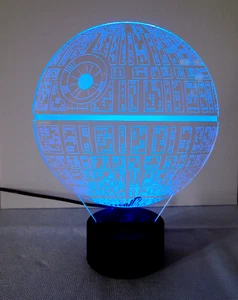 Star Wars Todesstern "3D" RGB LICHT rot grün blau Tisch Nachtlampe SIEHE VIDEO - Bild 1 von 7
