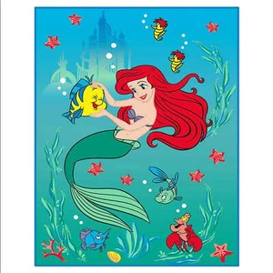 The Little Mermaid Ariel Flounder Sebastian Twin Size Raschel Blanket - Picture 1 of 1