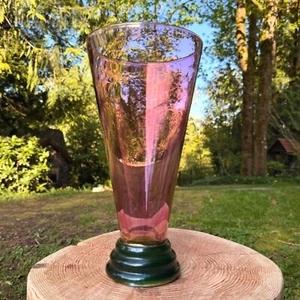 Vintage 80’s IRIDESCENT CRANBERRY GLASS VASE STUDIO Statement Post Modern - Bild 1 von 2