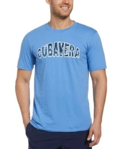 New Cubavera Men's Havana Print T-Shirt Federal Blue Size L - Picture 1 of 7