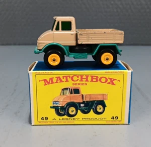 Matchbox Lesney No. 49 Teal/Tan Mercedes Unimog w/E4 Style Box - Picture 1 of 5