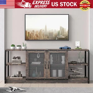 TV Stand Entertainment Center TV Console Cabinet with Mesh Door for Living Room - Picture 1 of 16