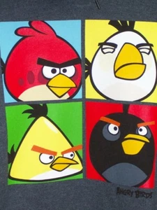 Angry Birds Hoodie SWEATSHIRT Pullover GRAY Fleece 5th Sun HOODY Rovio NWT $56 - Picture 1 of 2