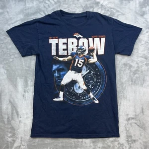 Reebok Tim Tebow Denver Broncos T-Shirt Mens Size Small Blue All Over Print - Picture 1 of 6