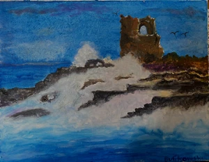 Ruins Acrylic on Canvas Original Art Painting Beata Ulikowska Signed - Picture 1 of 13