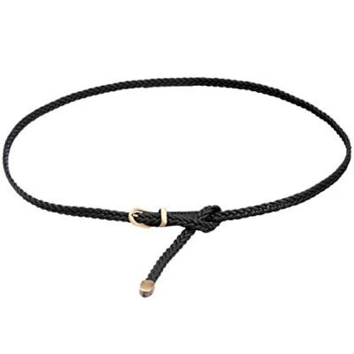 Braided Belt Women PU Leather Skinny Woven Belt for Jeans Pants Thin Dress Waist - Image 1 of 4