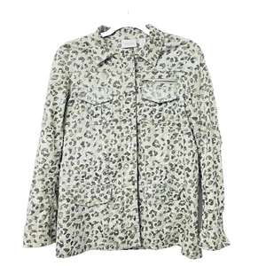 Chicos Absolutely Animal Utility Jacket Cheetah Leopard Cream Full Zip Size 0 XS - Picture 1 of 12