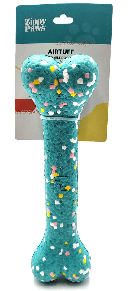 Zippy Paws Airtuff Bone M/L Easy Grip Floating Lightweight Dog Fetch Toy 10" - Image 1 of 4