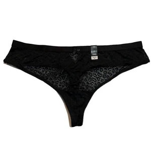 NWT TORRID Thong Pantie Sz 0X-1X-2X-3X-4X Black Print Sheer Mesh - Picture 1 of 12