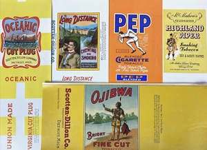Etiquetas de tabaco Ojibwa Oceanic larga distancia Pep Sport Highland Piper c1920s 30s - Imagen 1 de 11
