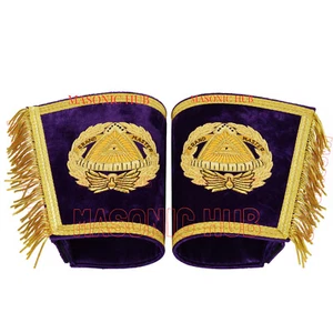 Handcrafted Masonic Grand Master Gauntlets Cuffs Embroidered with Fringe - Picture 1 of 7