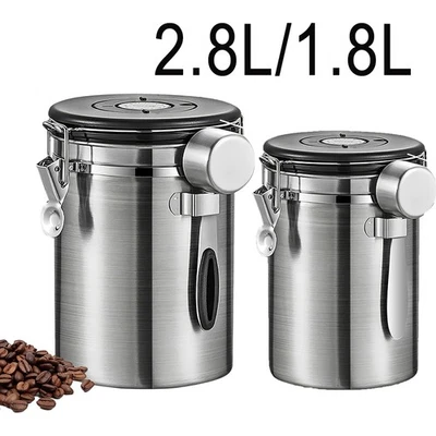 1.8L/2.8L Kaffeedose Edelstahl für Kaffeebohnen Luftdicht Vorratsdose Behälter - Bild 1 von 4