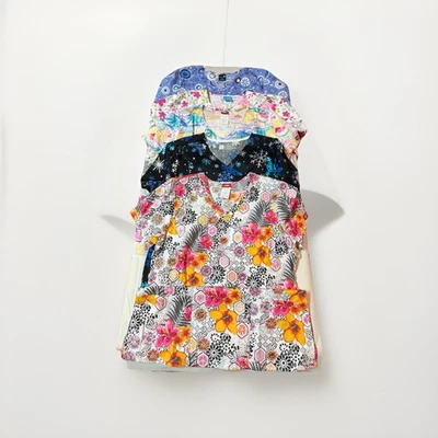 Bundle Of 5: Dickies, Zoe + Chloe, Bio, H.Q. Fun Print Women's Scrub Tops -Large - Image 1 of 4