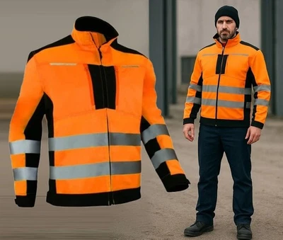 ARTMAS Orange Hi-Vis Jacket Men’s – Waterproof Breathable Warm WorkWear