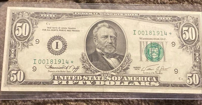 1974 $50 Dollar Bill STAR Note Birthday Note Low Printing Misaligned - Image 1 of 2