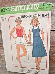 Simplicity Sewing Pattern 8074 VTG 70 Misses Vest Skirt Shorts Sizes 12 14 Uncut - Picture 1 of 2