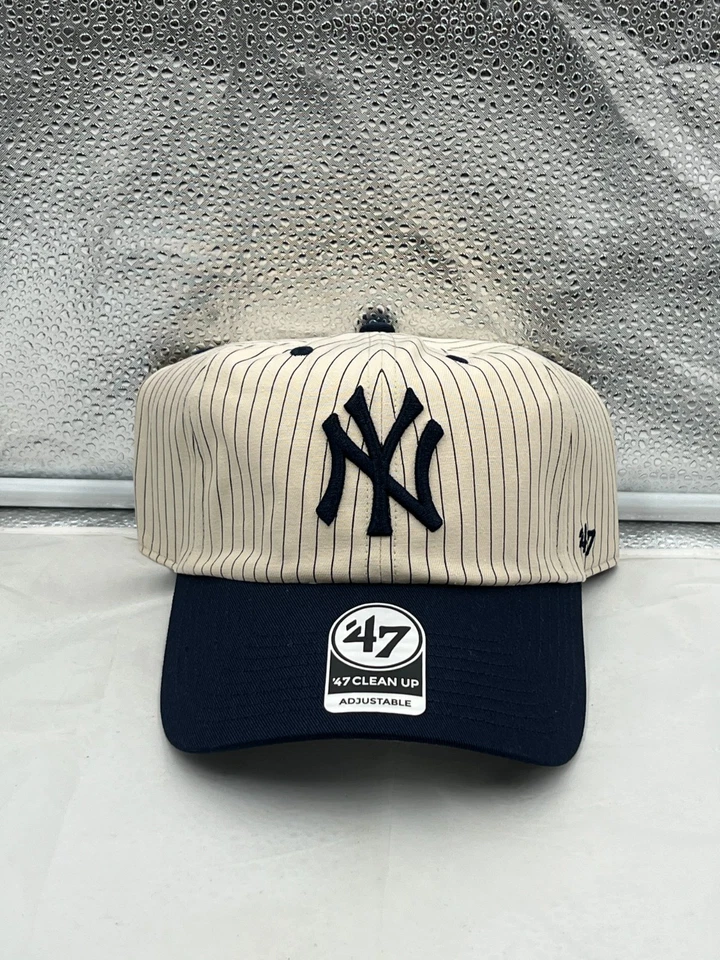 Sombrero ajustable a rayas naturales marca New York Yankees MLB '47 limpieza de dos tonos Foto 1 de 4