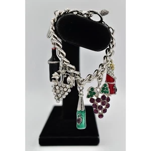 Pulsera con dije de licores de vino botella de uvas colgante estrás cristal Napa Bin2 - Imagen 1 de 12